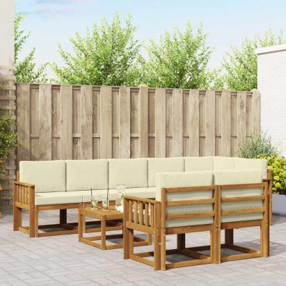 Set de canapele de exterior cu pernă 9 pcs Natural și Crem GartenMobel Dekor
