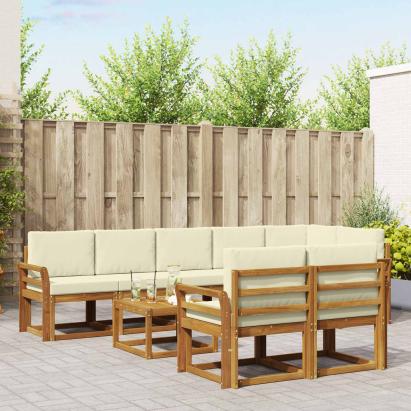 Set de canapele de exterior cu pernă 9 pcs Natural și Crem GartenMobel Dekor
