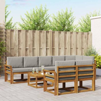 Set de canapele de exterior 9 pcs Gri natural și deschis GartenMobel Dekor