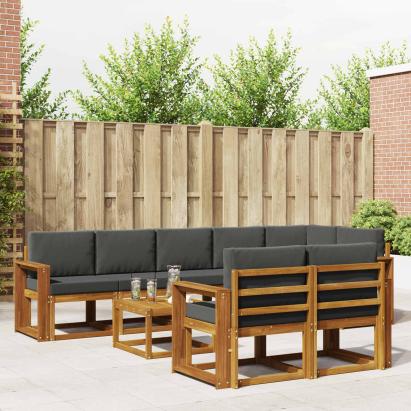 Set de canapele de exterior cu pernă 9 pcs Natural și Antracit GartenMobel Dekor