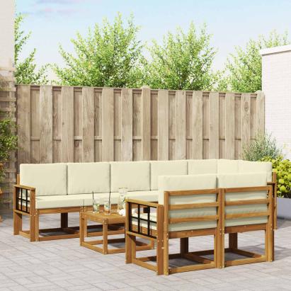 Set de canapele de exterior cu pernă 9 pcs Natural și Crem GartenMobel Dekor
