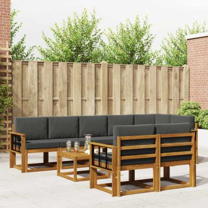 Set de canapele de exterior cu pernă 9 pcs Natural și Antracit GartenMobel Dekor