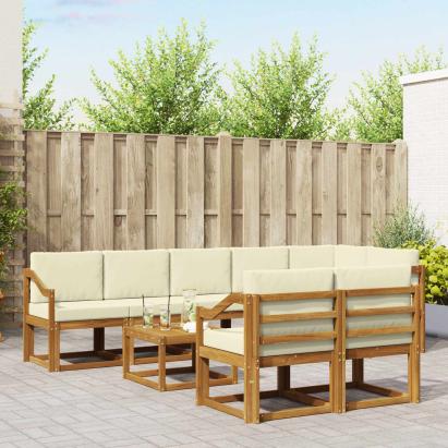 Set de canapele de exterior cu pernă 9 pcs Natural și Crem GartenMobel Dekor