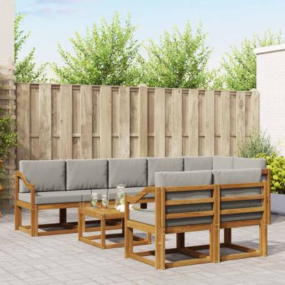 Set de canapele de exterior 9 pcs Gri natural și deschis GartenMobel Dekor
