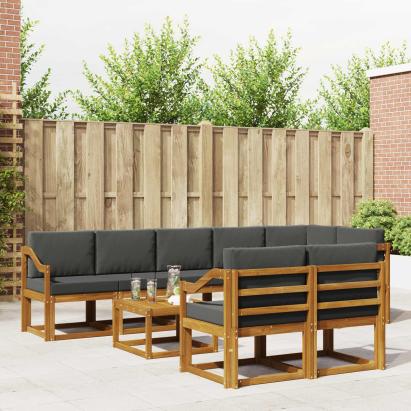 Set de canapele de exterior cu pernă 9 pcs Natural și Antracit GartenMobel Dekor