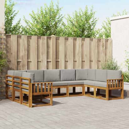 Set de canapele de exterior 9 pcs Gri natural și deschis GartenMobel Dekor