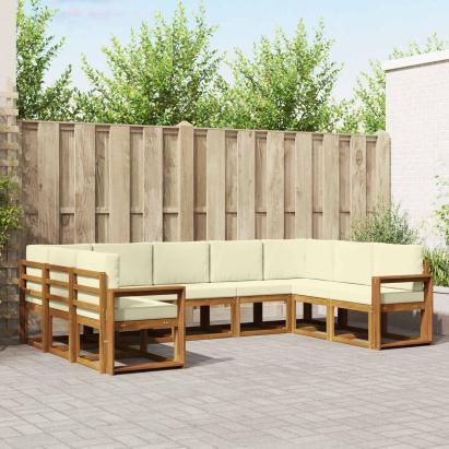 Set de canapele de exterior cu pernă 9 pcs Natural și Crem GartenMobel Dekor