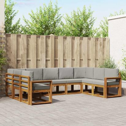 Set de canapele de exterior 9 pcs Gri natural și deschis GartenMobel Dekor