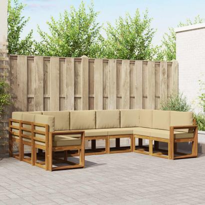 Set de canapele de exterior cu pernă 9 pcs Natural și Bej GartenMobel Dekor