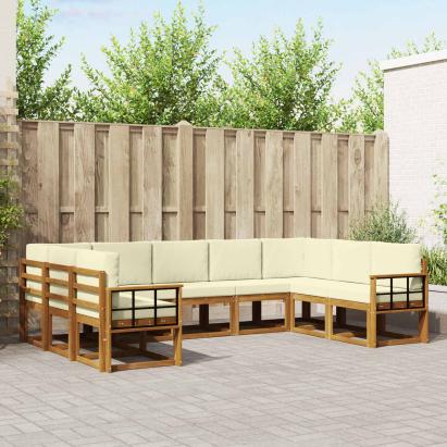 Set de canapele de exterior cu pernă 9 pcs Natural și Crem GartenMobel Dekor