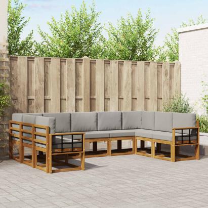 Set de canapele de exterior 9 pcs Gri natural și deschis GartenMobel Dekor