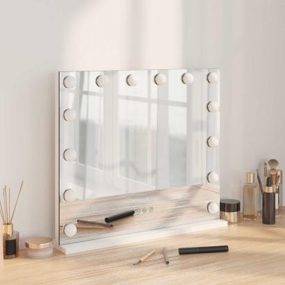 Oglindă LED pentru Vanity Alb 50 x 10 x 44 cm Sticlă și Oțel GartenMobel Dekor