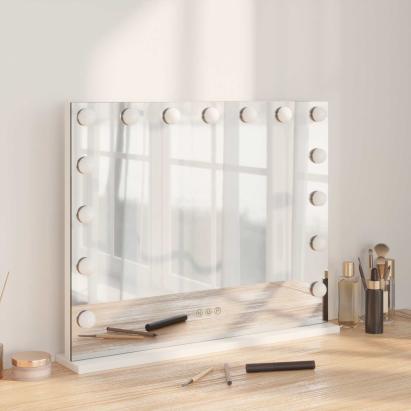 Oglindă LED pentru Vanity Alb 58 x 10 x 47 cm Sticlă și Oțel GartenMobel Dekor