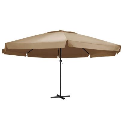 Umbrelă soare de exterior cu stâlp aluminiu gri taupe 600 cm  GartenMobel Dekor