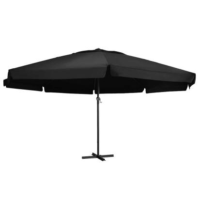Umbrelă de soare de grădină, stâlp aluminiu, negru, 600 cm GartenMobel Dekor