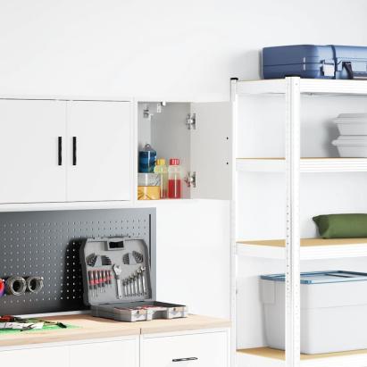 Dulap de perete de garaj alb din lemn prelucrat GartenMobel Dekor