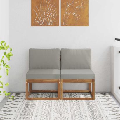 2 Bucată Canapea Medie pentru Exterior Lemn Solid de Acacia GartenMobel Dekor