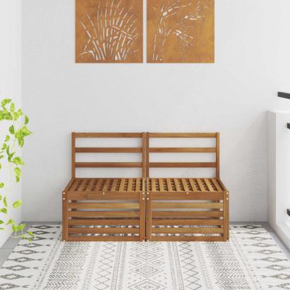 2 Bucată Canapea Medie pentru Exterior Lemn Solid de Acacia GartenMobel Dekor