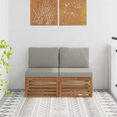 2 Bucată Canapea Medie pentru Exterior Lemn Solid de Acacia GartenMobel Dekor