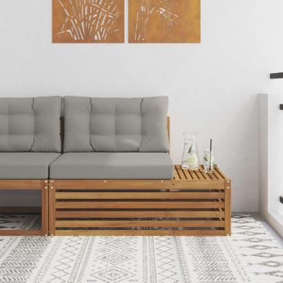 Canapea de exterior cu braț final cu pernă 3 Bucată natural GartenMobel Dekor