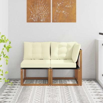 Canapea de exterior din mijloc și colț 2 Bucată natural GartenMobel Dekor