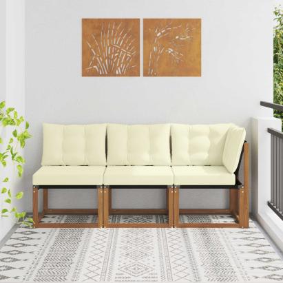 Canapea de exterior din mijloc și colț 3 Bucată natural GartenMobel Dekor