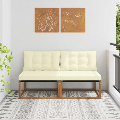 2 Bucată Canapea Medie pentru Exterior Lemn Solid de Acacia GartenMobel Dekor