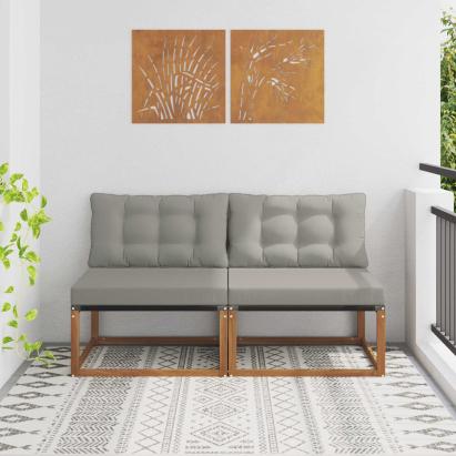 2 Bucată Canapea Medie pentru Exterior Lemn Solid de Acacia GartenMobel Dekor