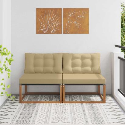 2 Bucată Canapea Medie pentru Exterior Lemn Solid de Acacia GartenMobel Dekor