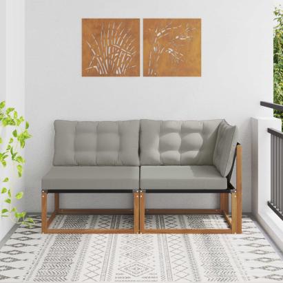 Canapea de exterior din mijloc și colț 2 Bucată natural GartenMobel Dekor