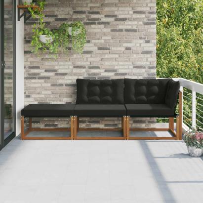 Unități de sofa sectional de exterior cu pernă 3 Bucată natural GartenMobel Dekor