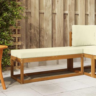 Bancă Exterioară cu pernă Natural și Crem 115 x 43 x 45 cm GartenMobel Dekor