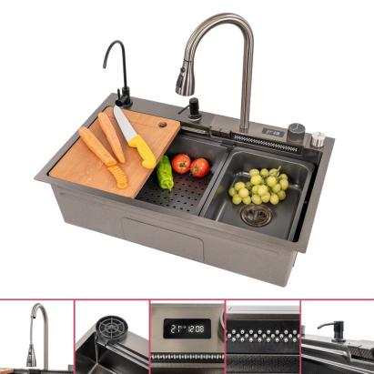 Chiuvetă bucătărie inox Leziter Rose III 78x43 cm, afișaj digital, accesorii