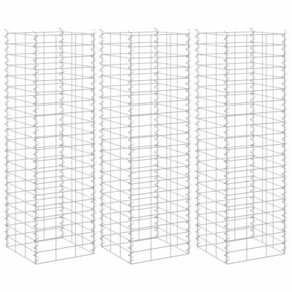 Straturi înălțate de gabioane, 3 buc., 30x30x100 cm, fier GartenMobel Dekor