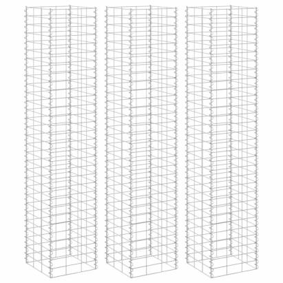 Straturi înălțate de gabioane, 3 buc., 30x30x150 cm, fier GartenMobel Dekor