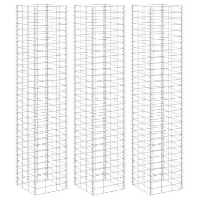 Straturi înălțate de gabioane, 3 buc., 30x30x200 cm, fier GartenMobel Dekor