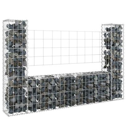 Coș de gabion în formă de U, 2 stâlpi, 140x20x100 cm, fier GartenMobel Dekor