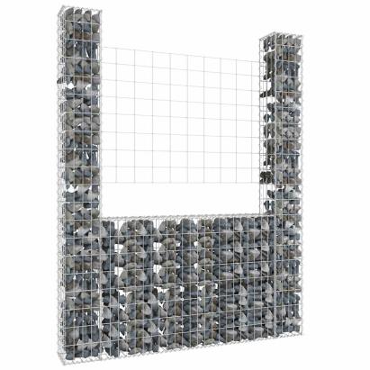 Coș de gabion în formă de U, 2 stâlpi, 140x20x200 cm, fier GartenMobel Dekor