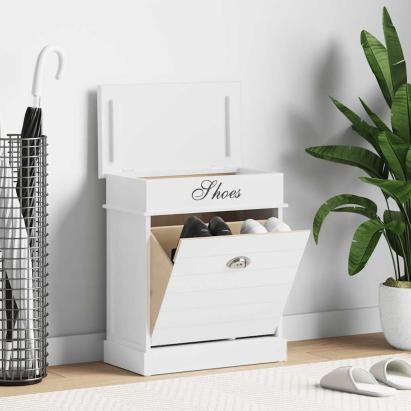 Pantofar, alb, 50 x 28 x 58 cm, lemn de paulownia GartenMobel Dekor