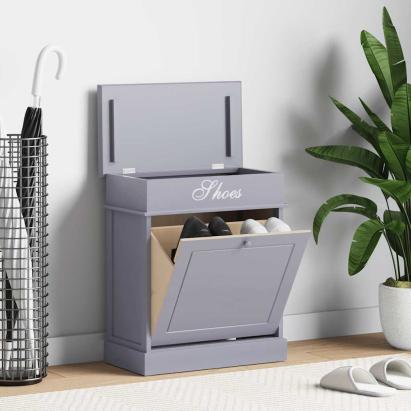 Pantofar, gri, 50 x 28 x 58 cm, lemn de paulownia GartenMobel Dekor