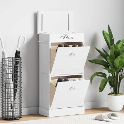 Pantofar, alb, 50 x 28 x 98 cm, lemn de paulownia GartenMobel Dekor