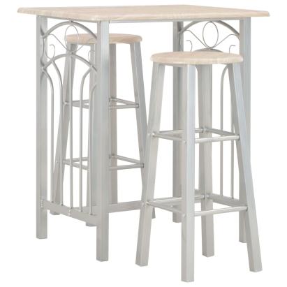 Set mobilier de bar, 3 piese, lemn și oțel GartenMobel Dekor
