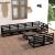 Set mobilier de grădină, 9 piese, negru, lemn masiv de pin GartenMobel Dekor