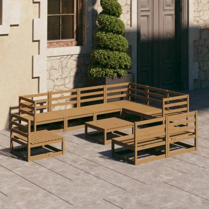 Set mobilier de grădină, 10 piese, maro miere, lemn masiv pin GartenMobel Dekor