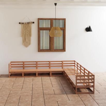 Set mobilier de grădină, 9 piese, maro miere, lemn masiv de pin GartenMobel Dekor
