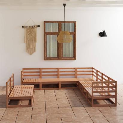 Set mobilier de grădină, 9 piese, maro miere, lemn masiv de pin GartenMobel Dekor