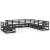 Set mobilier de grădină, 9 piese, negru, lemn masiv de pin GartenMobel Dekor