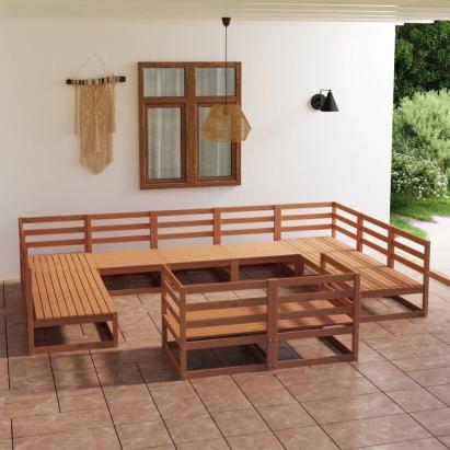 Set mobilier de grădină, 11 piese, lemn masiv de pin GartenMobel Dekor