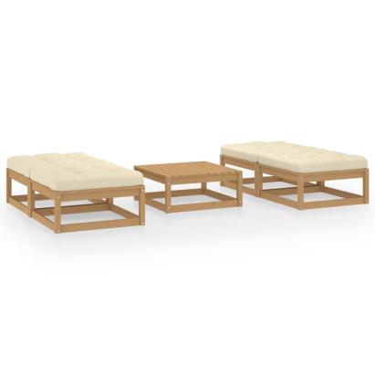 Set mobilier de grădină cu perne, 5 piese, lemn masiv de pin GartenMobel Dekor