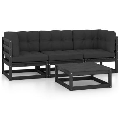 Set mobilier grădină cu perne, 4 piese, lemn masiv pin GartenMobel Dekor